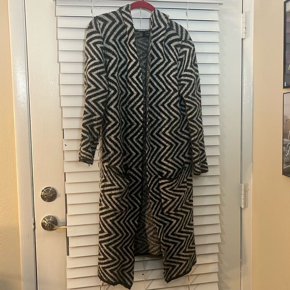 Joseph A. Open Front Long Hooded Cardigan. Size X-Small.